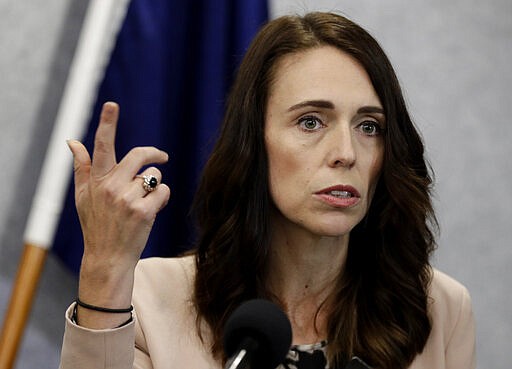 New Zealand Prime Minister Jacinda Ardern addresses a press conference in Christchurch, New Zealand, Friday, March 13, 2020. Events to mark the death of fifty-one people who were killed and dozens more injured when a gunman attacked two mosques in Christchurch March 15, 2019 begin today. (AP Photo/Mark Baker)