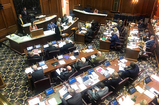 Rep. Don Lehe, R-Brookston, speaks during an Indiana House session on Wednesday, March 11, 2020, at the Statehouse in Indianapolis. Lawmakers were expected to adjourn this year's legislative session on Wednesday. (AP Photo/Tom Davies)