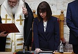 Greece's first female president is sworn in