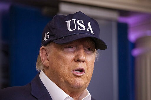 President Donald Trump speaks during a news conference about the coronavirus in the James Brady Briefing Room at the White House, Saturday, March 14, 2020, in Washington. (AP Photo/Alex Brandon)