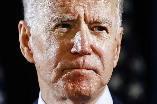 Democratic presidential candidate former Vice President Joe Biden speaks about the coronavirus Thursday, March 12, 2020, in Wilmington, Del. (AP Photo/Matt Rourke)