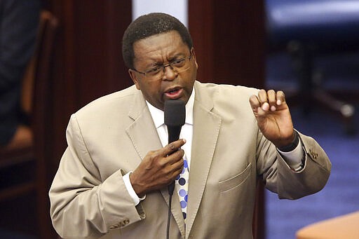 Sen. Perry Thurston, D-Fort Lauderdale, debates on a confirmation appointment during session Friday March 13, 2020 in Tallahassee, Fla. (AP Photo/Steve Cannon)