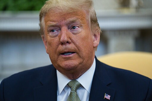 President Donald Trump speaks during a meeting with Irish Prime Minister Leo Varadkar in the Oval Office of the White House, Thursday, March 12, 2020, in Washington. (AP Photo/Evan Vucci)