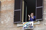 AP PHOTOS: Italians cooped up by virus cope with creativity