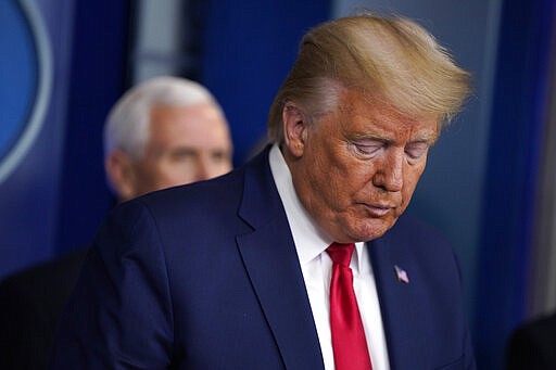 President Donald Trump speaks during press briefing with the Coronavirus Task Force, at the White House, Wednesday, March 18, 2020, in Washington. (AP Photo/Evan Vucci)