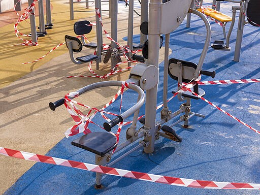 This Thursday, March 19, 2020 photo shows a free gym at Tel Aviv's beachfront wrapped in tape to prevent public access. Israel has reported a steady increase in confirmed cases despite imposing strict travel bans and quarantine measures more than two weeks ago. Authorities recently ordered the closure of all non-essential businesses and encouraged people to work from home. (AP Photo/Oded Balilty)