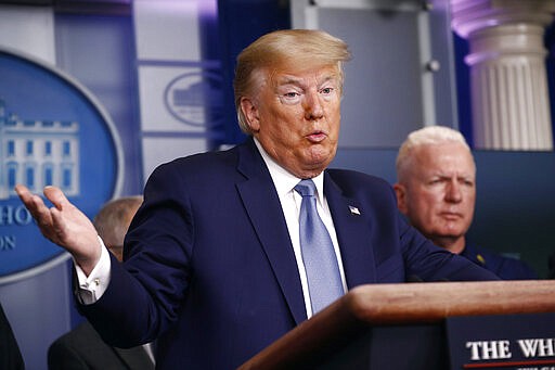 President Donald Trump speaks during a coronavirus task force briefing at the White House, Saturday, March 21, 2020, in Washington. (AP Photo/Patrick Semansky)