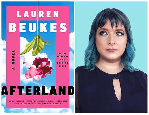 This combination of photos shows the cover of the novel &quot;Afterland,&quot; left, and a portrait of author Lauren Beukes. Novels coming out now and written before the coronavirus pandemic use plagues to explore everything from gender roles to our own failure to anticipate the worst.  (Mulholland Books, left, and Tabitha Guy via AP)