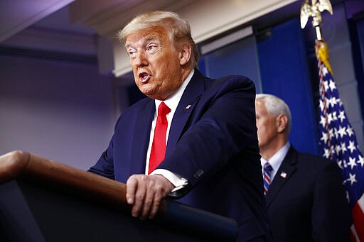 President Donald Trump speaks during a coronavirus task force briefing at the White House, Sunday, March 22, 2020, in Washington. (AP Photo/Patrick Semansky)