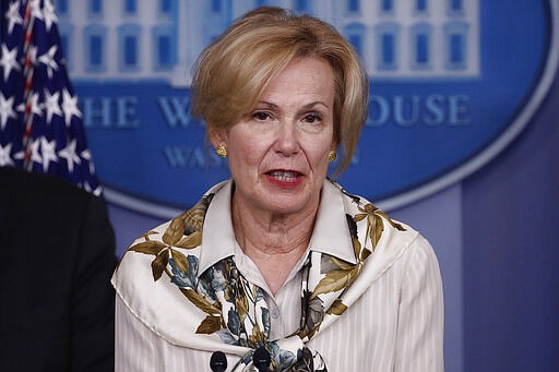 Dr. Deborah Birx, White House coronavirus response coordinator, speaks about the coronavirus in the James Brady Briefing Room, Monday, March 23, 2020, in Washington. (AP Photo/Alex Brandon)