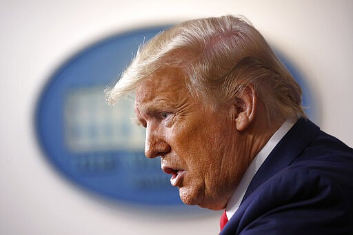 President Donald Trump speaks during a coronavirus task force briefing at the White House, Sunday, March 22, 2020, in Washington. (AP Photo/Patrick Semansky)