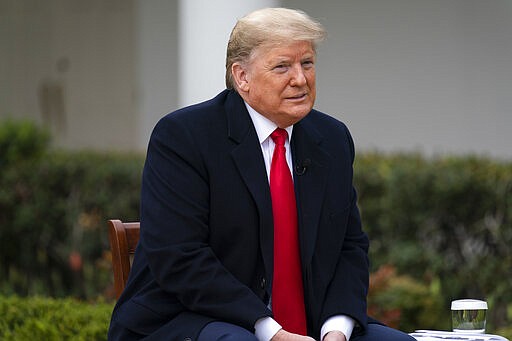 President Donald Trump listens to a question during a Fox News virtual town hall with members of the coronavirus task force, in the Rose Garden at the White House, Tuesday, March 24, 2020, in Washington. (AP Photo/Evan Vucci)