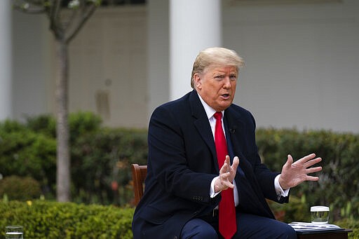 President Donald Trump speaks during a FOX News Channel virtual town hall with members of the coronavirus task force, in the Rose Garden at the White House, Tuesday, March 24, 2020, in Washington. (AP Photo/Evan Vucci)