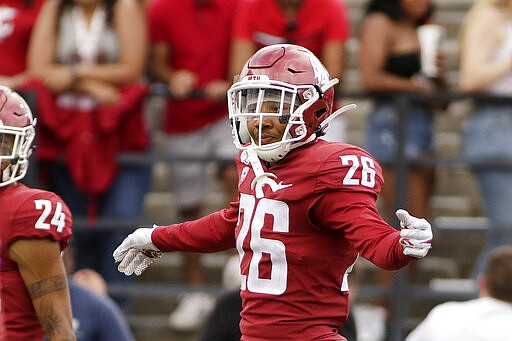 FILE - This Sept. 7, 2019, file photo shows Washington State defensive back Bryce Beekman (26) during the second half of an NCAA college football game against Northern Colorado in Pullman, Wash. Bryce Beekman has died. Police Cmdr. Jake Opgenorth said Wednesday, Marc 25, 2020, the 22-year-old Beekman was found dead at a residence in Pullman. He declined to provide additional details and said more information would be released later by the Whitman County coroner&#146;s office. (AP Photo/Young Kwak, File)