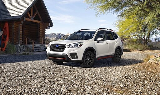 This undated photo from Subaru shows the Forester, a small SUV that features steering-responsive headlights and a driver distraction monitor. (Courtesy of Subaru of America via AP)