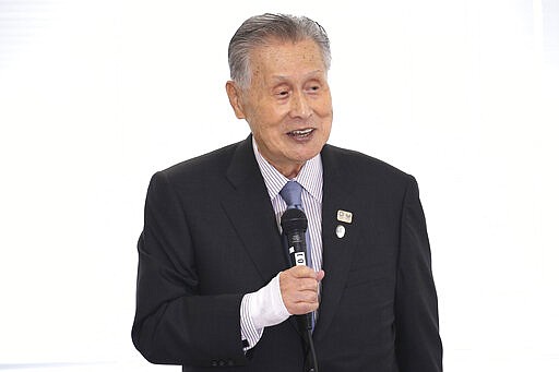 Tokyo 2020 Organizing Committee President Yoshiro Mori speaks during the first meeting of the &#147;Tokyo 2020 New Launch Task Force&quot; in Tokyo, Thursday, March 26, 2020, two days after the unprecedented postponement was announced due to the spreading coronavirus.  (AP Photo/Koji Sasahara)