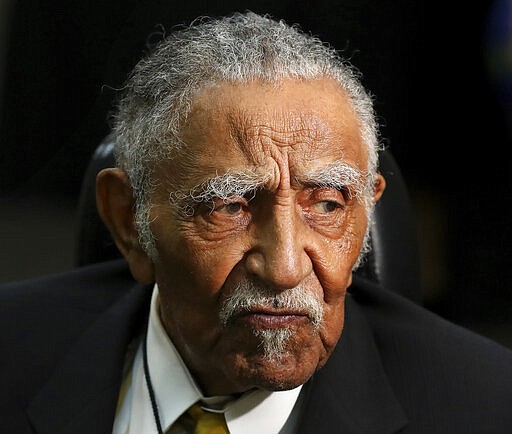 FILE - In this Oct. 4, 2017, file photo, the Rev. Joseph E. Lowery arrives for his 96th Birthday Tribute at Rialto Center for the Arts in Atlanta. Lowery, a veteran civil rights leader who helped the Rev. Martin Luther King Jr. found the Southern Christian Leadership Conference and fought against racial discrimination, died Friday, March 27, 2020, a family statement said. He was 98. (Curtis Compton/Atlanta Journal-Constitution via AP, File)