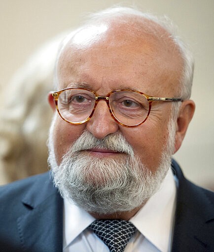 File---Picture taken May 7, 2012 shows Polish conductor ARCHIV - Der polnische composer Krzysztof Penderecki in Frankfurt, eastern Germany. (Patrick Pleul/dpa via AP)