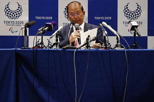 Tokyo 2020 Organizing Committee CEO Toshiro Muto speaks during a news conference after a Tokyo 2020 Executive Board Meeting in Tokyo Monday, March 30, 2020. Tokyo Olympic President Yoshiro Mori said Monday he expects to talk with IOC President Thomas Bach this week about potential dates and other details for the rescheduled games next year. Both Mori and Muto said the the cost of rescheduling will be &#147;massive&#148; - local reports suggest several billion dollars - with most of the expenses borne by Japanese taxpayers. (Issei Kato/Pool Photo via AP)