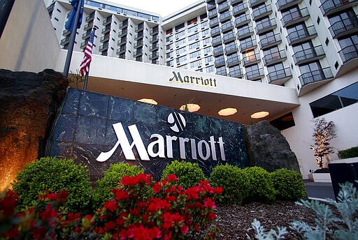 FILE - This April 20, 2011 file photo shows Portland Marriott Downtown Waterfront in Portland, Ore.  Marriott says guests&#146; names, loyalty account information and other personal details may have been accessed in the second major data breach to hit the company in less than two years. The world's largest hotel company says on Tuesday, March 31, 2020, approximately 5.2 million guests may have been affected.  (AP Photo/Rick Bowmer, File)