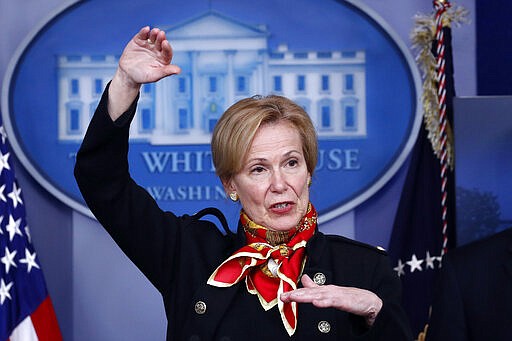 Dr. Deborah Birx, White House coronavirus response coordinator, speaks about the coronavirus in the James Brady Press Briefing Room of the White House, Tuesday, March 31, 2020, in Washington. (AP Photo/Alex Brandon)