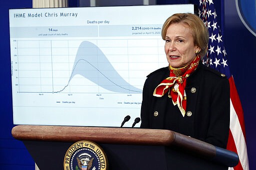 Dr. Deborah Birx, White House coronavirus response coordinator, speaks about the coronavirus in the James Brady Press Briefing Room of the White House, Tuesday, March 31, 2020, in Washington. (AP Photo/Alex Brandon)