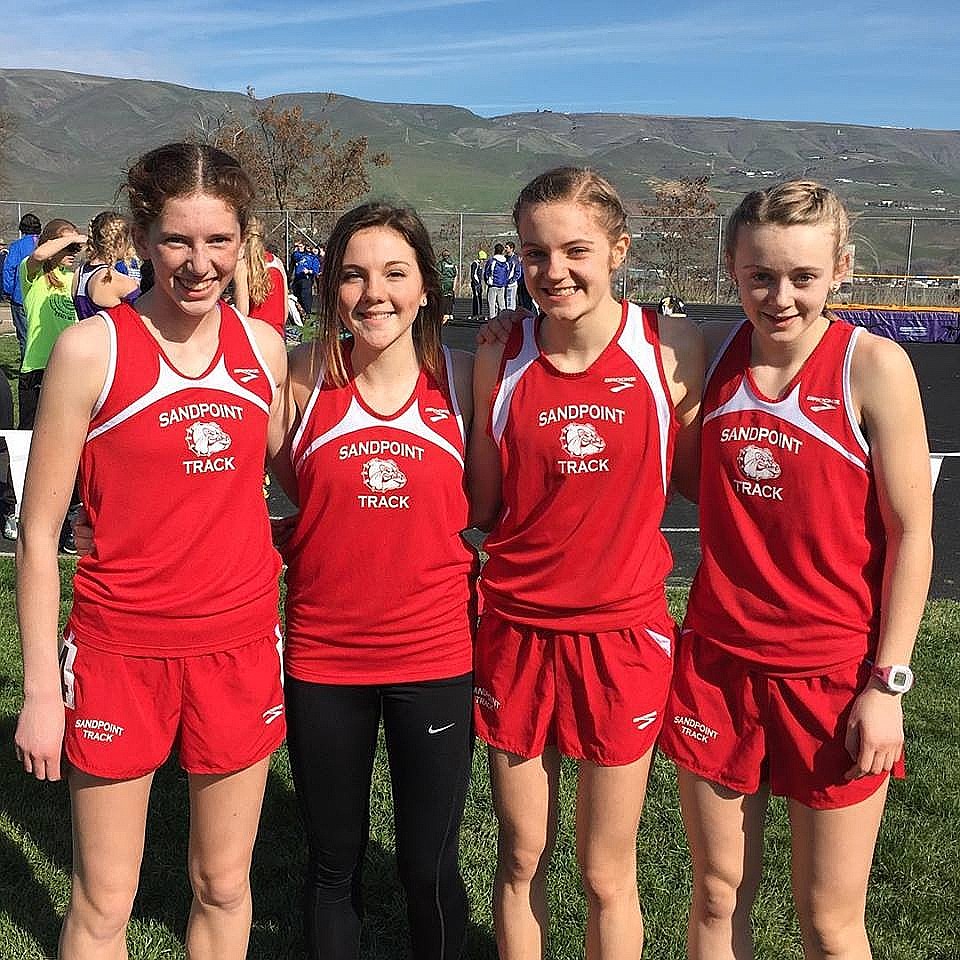 &#151;Courtesy photo
The SHS girls medley team owns the fastest time in the 4A ranks so far this season, after winning in Lewiston. Pictured from left to right are Hannah Davidson, Rainey Woodward, Katherin Kaul and Niah Brass.