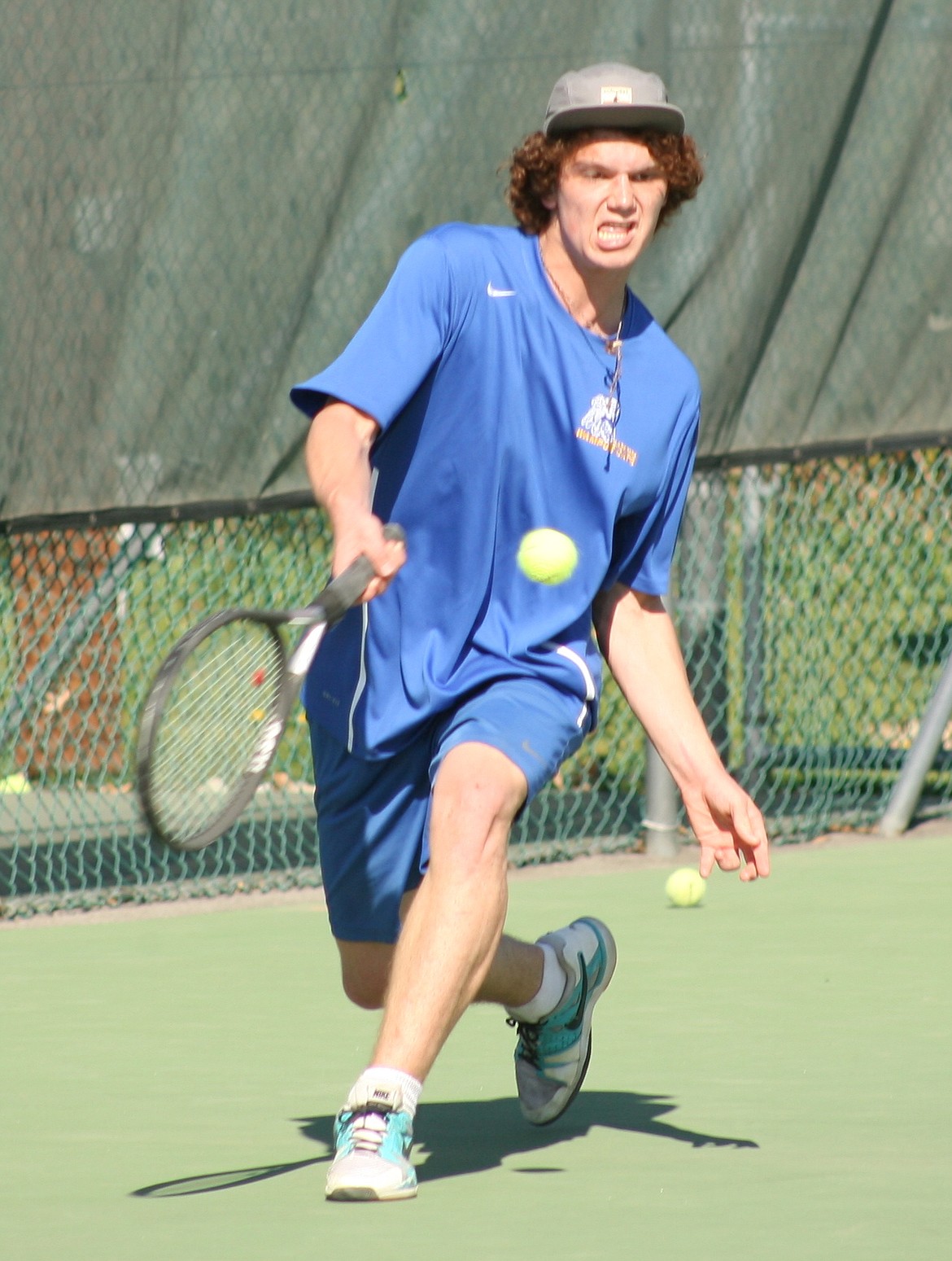 &#151;Photo by ERIC PLUMMER
Niko Icardo, pictured earlier in the season, and teammate James Cope finished fourth at districts in boy doubles, earning their second straight trip to state.