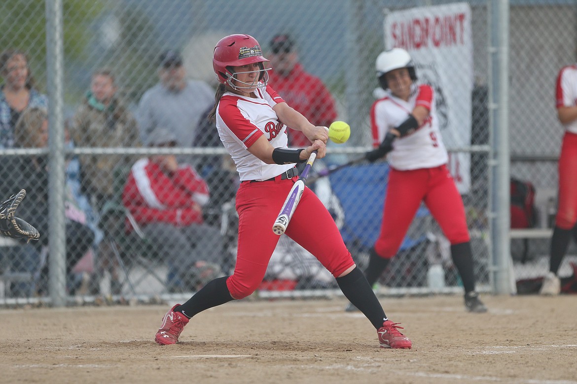 &#151;Photo by JASON DUCHOW PHOTOGRAPHY
Sandpoint junior Kenzie Crabb comes through with one of the biggest hits in recent memory, a three run double to put her team ahead for good in the fifth inning.