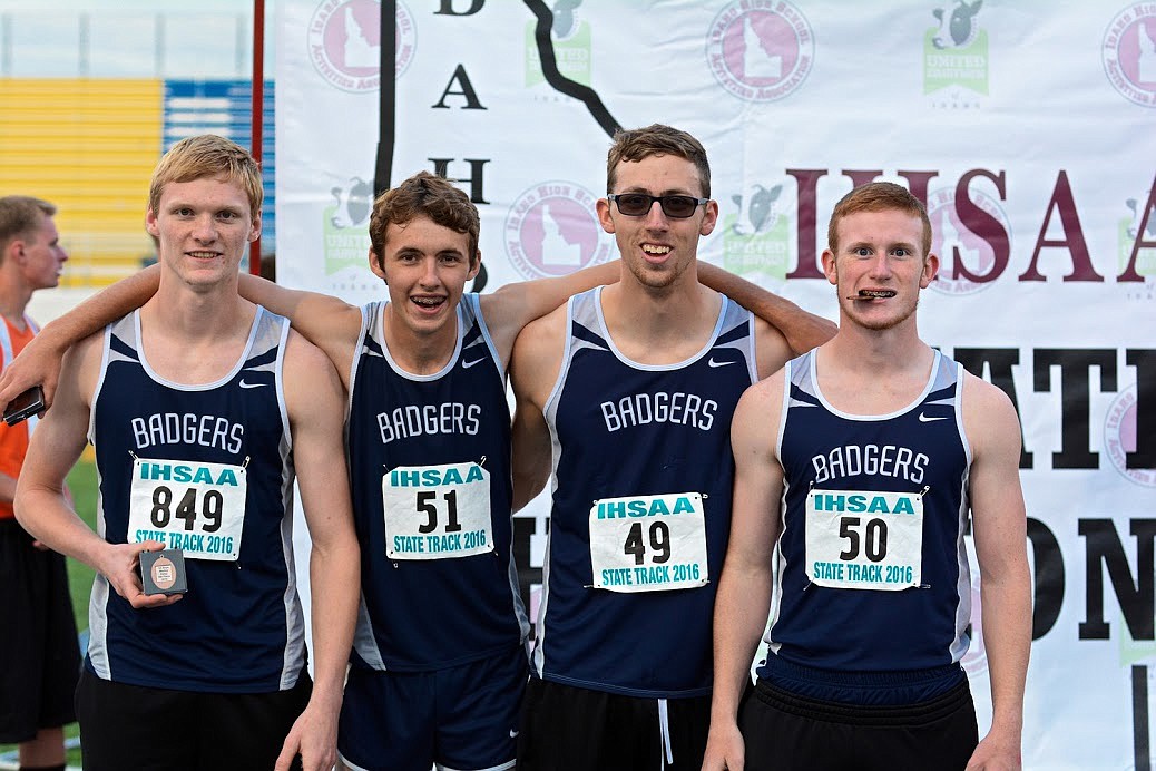 Photo by ROBERT LAVALA
The 1600 Medley team took 6th place at state. From left: Nick Bertling, Nolan Stidham, Warren Carle and Isaac Lavala.