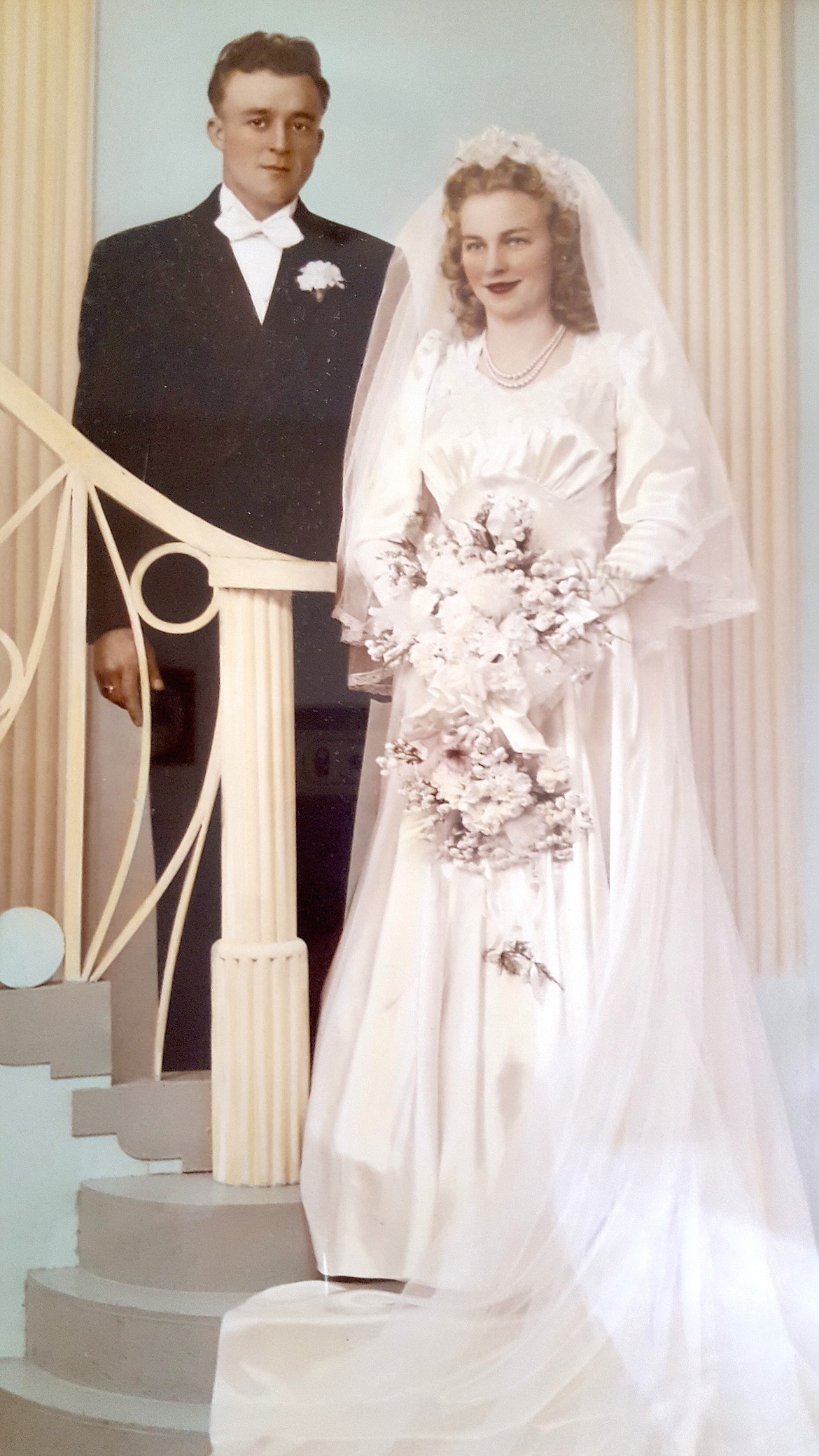 Leonard and Mary Lambert on their wedding day in 1946. The couple are celebrating their 70th anniversary today.