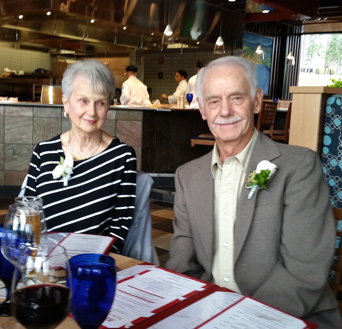 Virginia (Ginny) and James E. Russell as they are today. The couple celebrated their 60th anniversary on June 13.