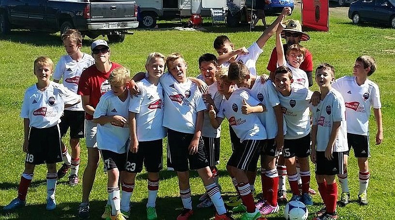 &#151;Courtesy photo
The Strikers U12 boys team finished second at the season-ending 3 Blind Refs tournament. Pictured front row, from left to right: Emmett Morgan, coach Heather Morgan, Shawn Russell, Grayson Bornhoft, Maddox Kurtz, Roman Jiles, Slate Fragoso, Evan Dickinson, Skylar Karasek, Xander Caven and Brady Packer. Back row: Randy Lane, Stirling Roget, Max Frank and coach Jimmy Lane.