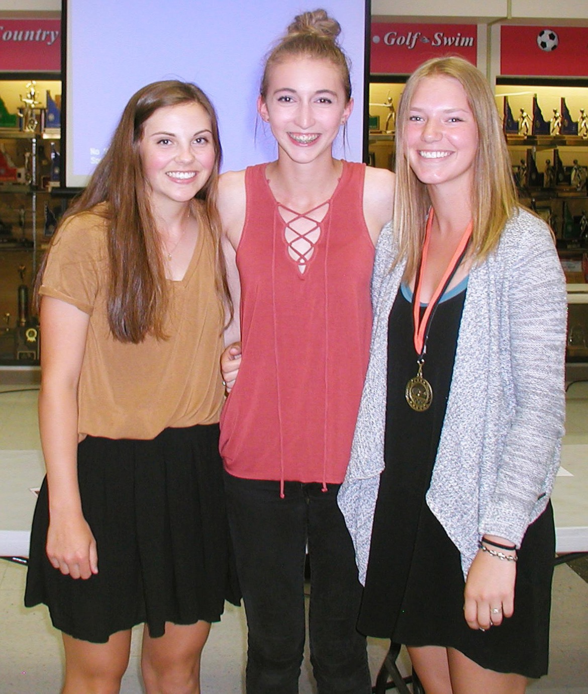 The 2017 girls captains, pictured from left to right: Laney Search, Liz Parsley and Khloe Kyllonen. Team awards were as follows: Ace Award &#151; Jake Aguirre and Liz Parsley; Rookie of the Year &#151; Declan Plummer, Allura Livingstone and Alana Siefert; No. 1 singles &#151; Logan Temple and Cassidy Story; Leadership Award &#151; Michael Favor, Khloe Kylonnen and Caroline Suppiger; Team MVP &#151; Patrick Rockwell and Laney Search; Most Improved &#151; Koen Connor and April Clark. Outstanding Athlete &#151; Matthew Curtiss and Violet Plummer; Student Athlete Award: Tyler Newton and Caroline Suppiger.


&#151;Courtesy photo