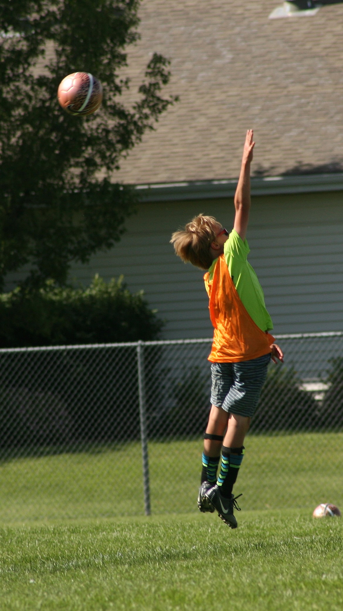 A goalie extends to try and stop a shot on Monday at camp, as area soccer youth enjoyed a scrimmage during the first day of action. More than 200 area youth are taking part in the week-long skills camp, which features coaching from current pros and former college players alike. Starter by former Striker and Bulldog player Brian Farber, a teammate of McNeley&#146;s at both Oregon State and for the Sockers, the camp continues to grow in popularity in the soccer hotbed of Sandpoint. 



&#151;Photo by ERIC PLUMMER