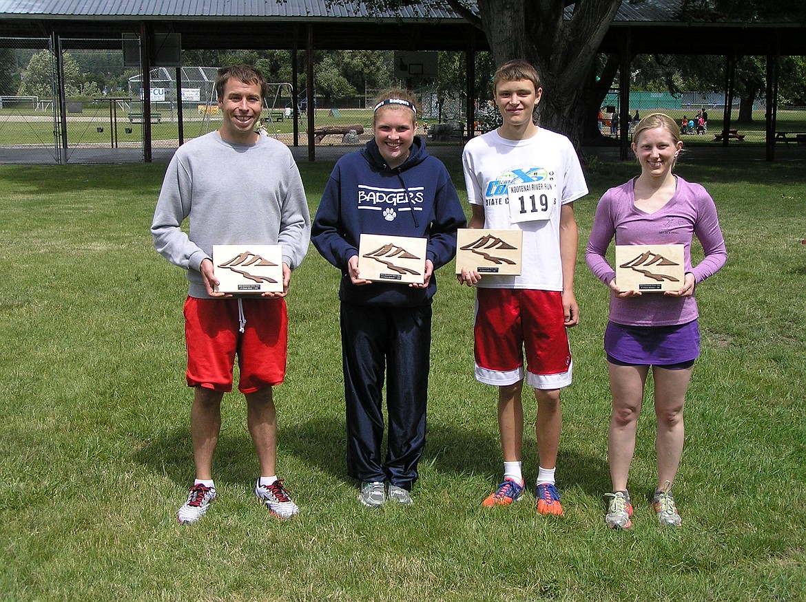 Courtesy photo
Winners: (left to right) Bryan Tevis - 10K male; Jordan Young - 10K female; Alva Swanson - 5K male; Amy Scott - 5K female