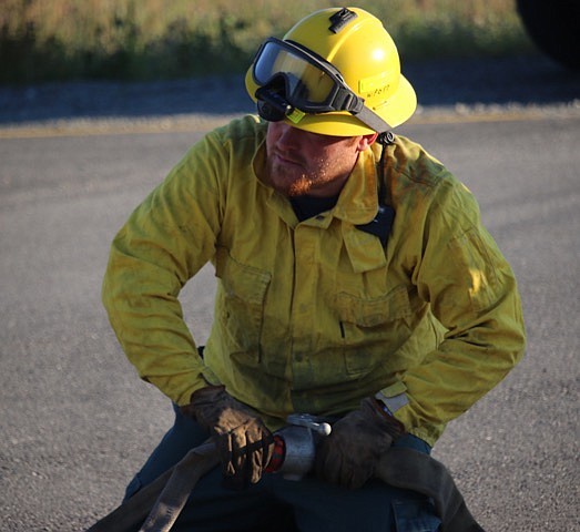 -Photo by JUDD WILSON
Steve Hirst trains to fight wildland fires June 28 at the West Pend Oreille Fire District.