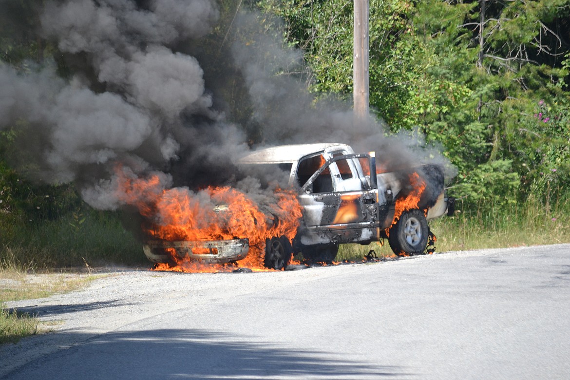 Photo by: SARAH JENKINS
A local dodge truck engulfed in flames on Tuesday.