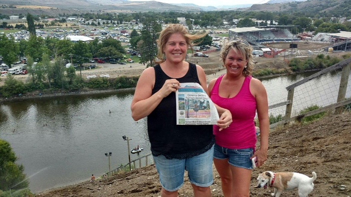 -- Courtesy photo

Stacie Short and Kelly Wyatt at the top of Suicide Hill, Omak, Washington.