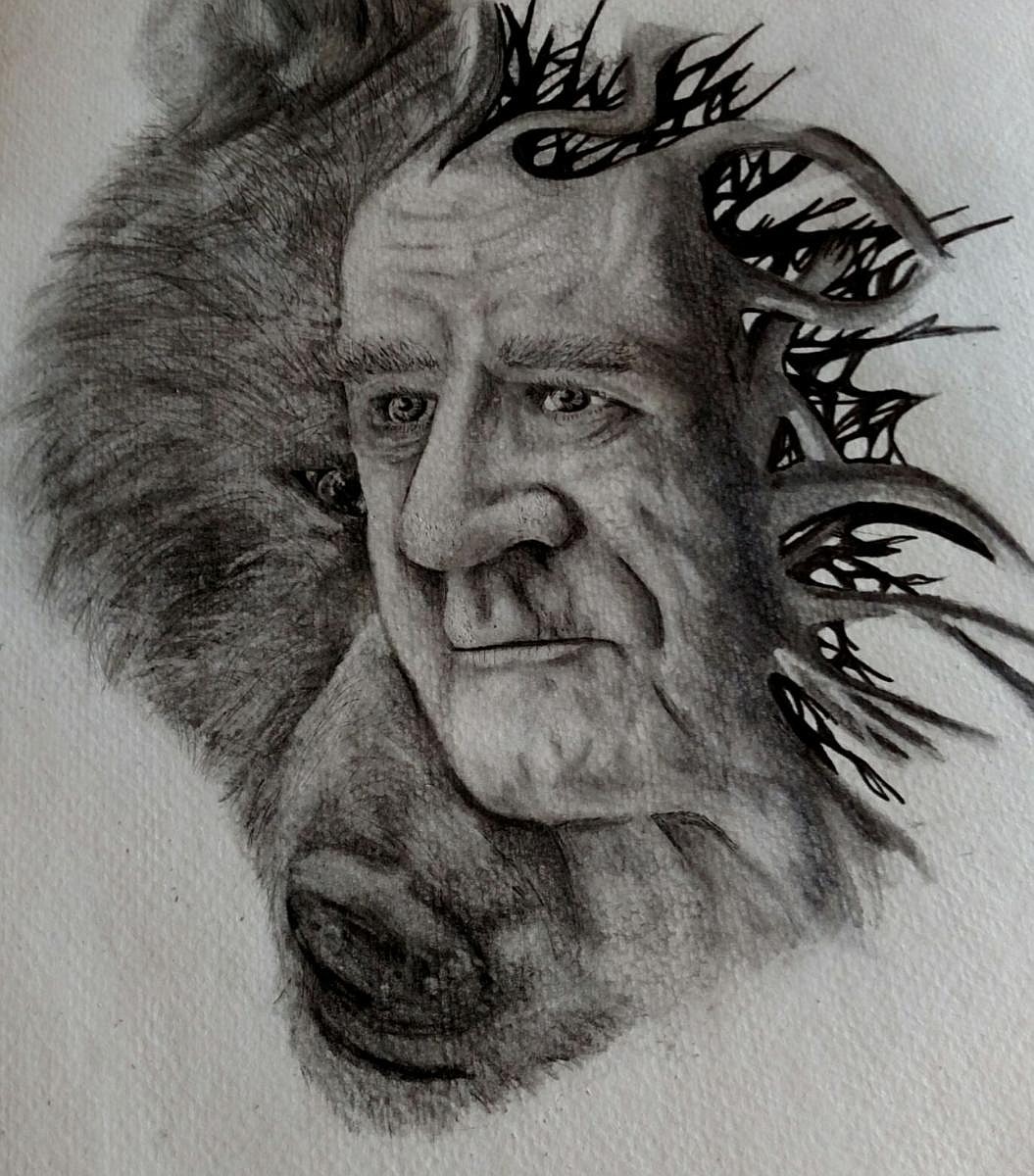 -- Photo courtesy

A drawing of a man and bear merging will be on display at the upcoming art show at The Pearl.