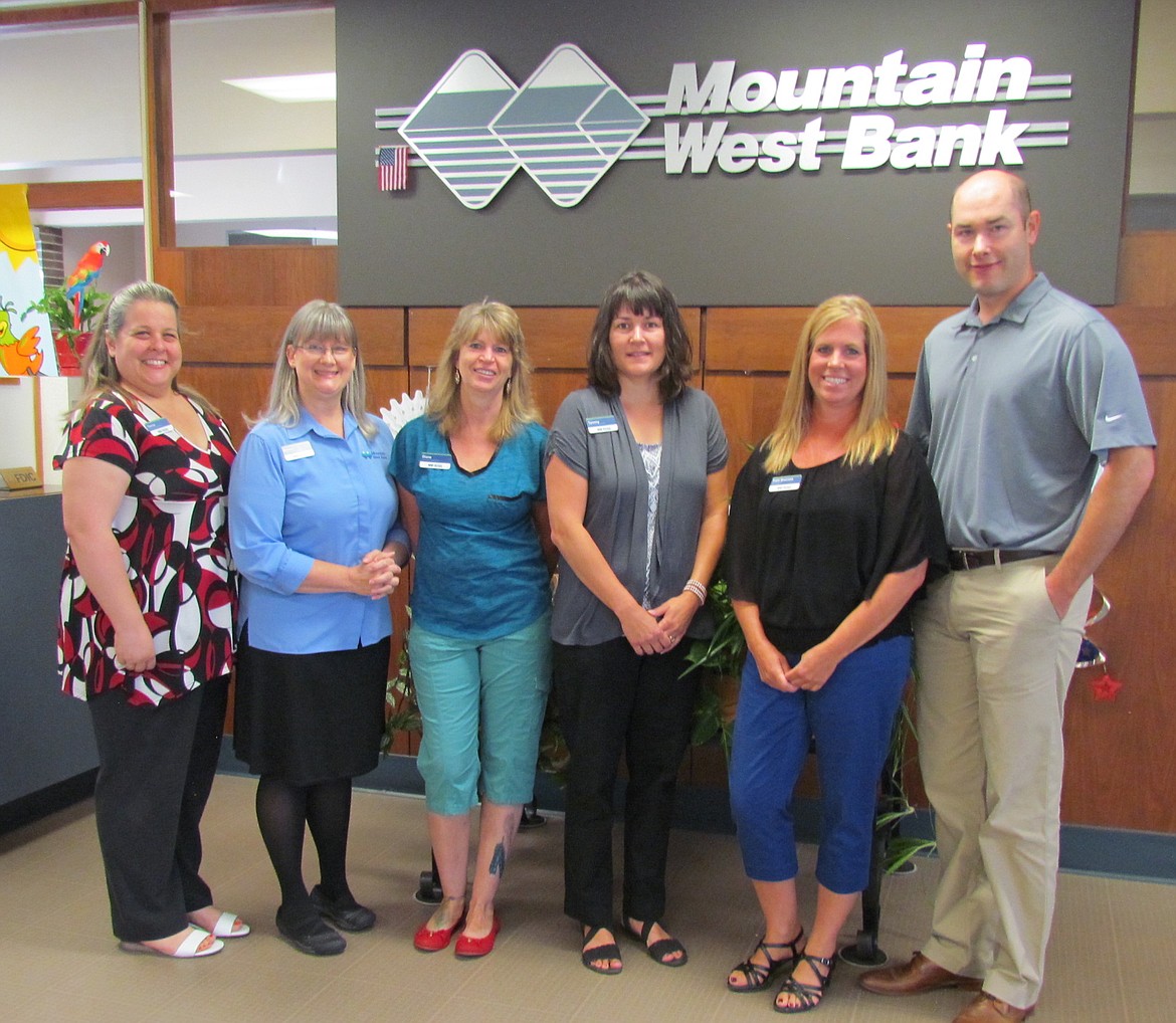 -- Photo by LYNNE HALEY

The staff at Mountain West, voted best bank in Boundary County, left to right: Theresa Norman, Renee Albano, Diane Eisenhower, Tammy Klaus, Patti Branson and Merle Ansley. Not pictured: Stacy Leonard, Sam Young, Jayna Ritchey and Teshra Robles.