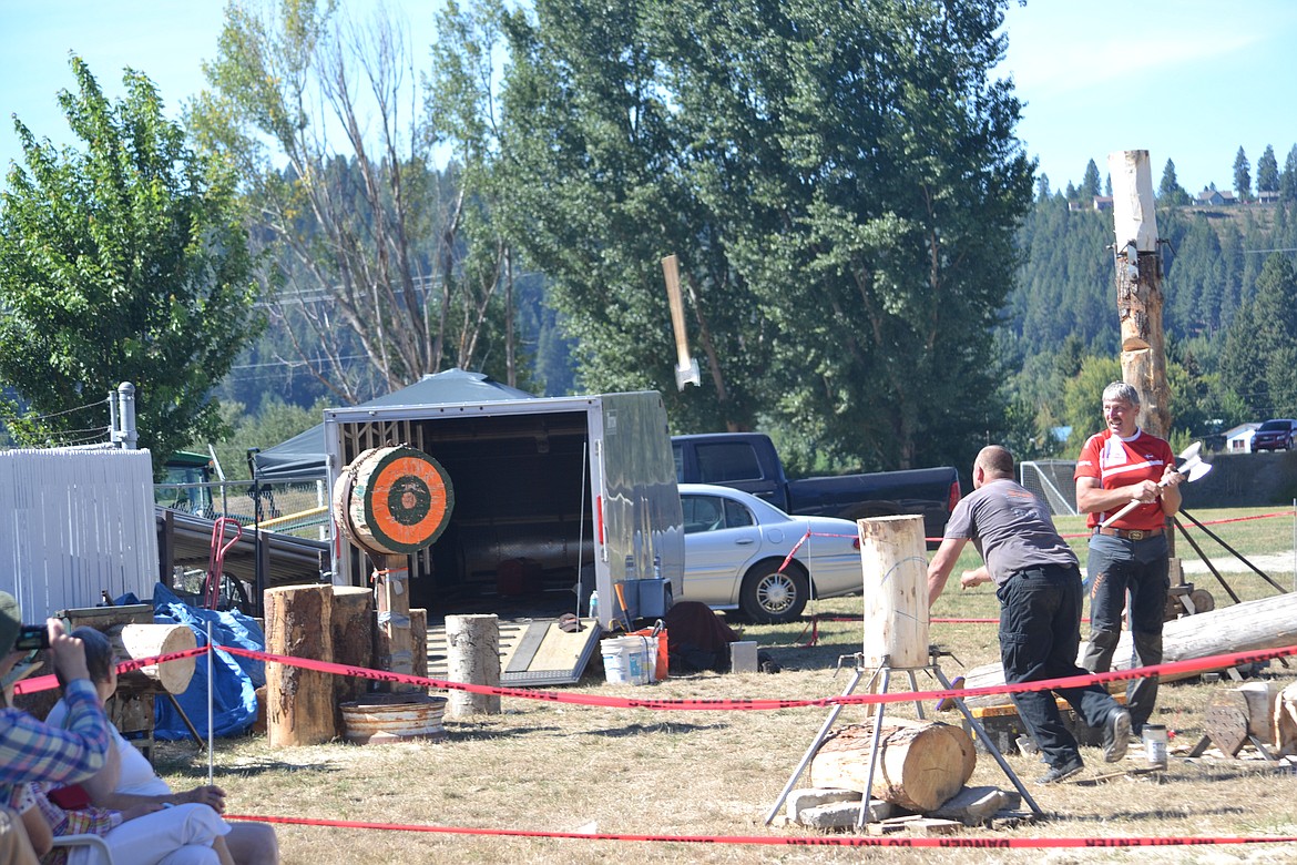 &#151; Photo by SARAH JENKINS

Idaho Forest Lumberjack show -- ax throwing.