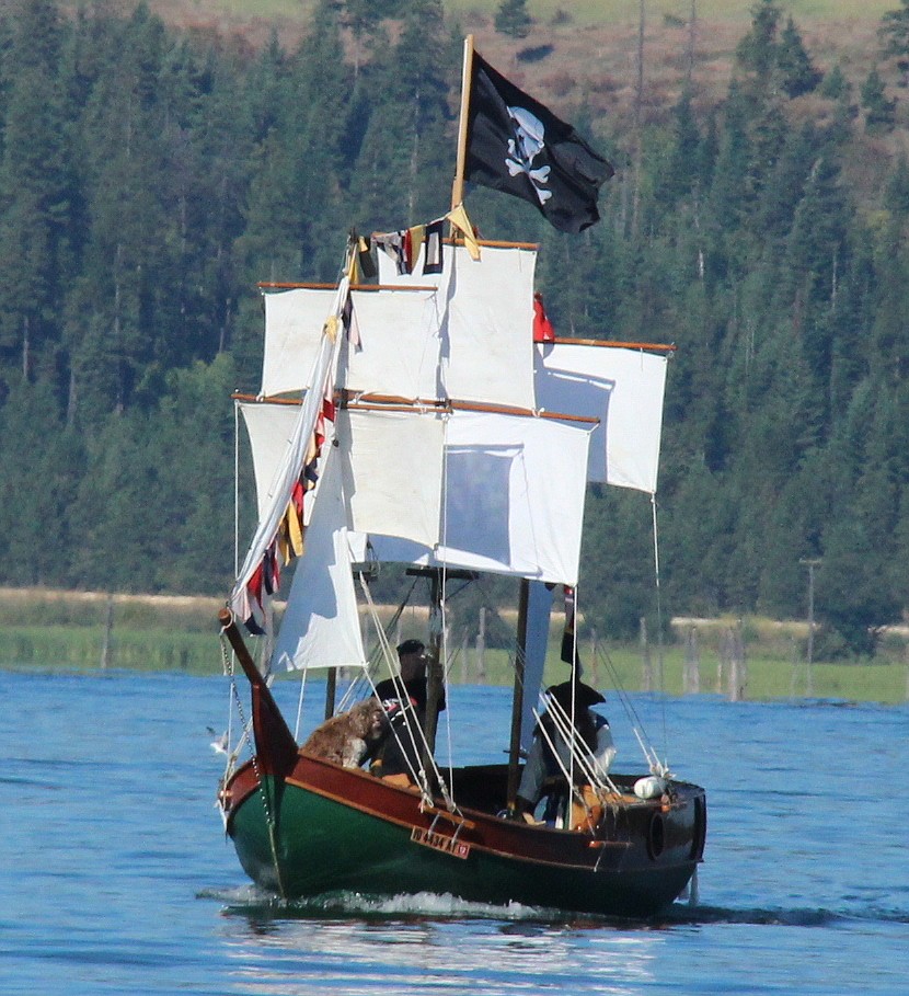 &#151; COURTESTY PHOTO
Captain Dan Mimmack bought a pirate ship five years ago and, dressed as Captain Jack Sparrow, sails &quot;Wind Spirit&quot; to City Beach in Sandpoint and takes it to wooden boat shows in the area to allow children the experience of an authentic pirate ship.