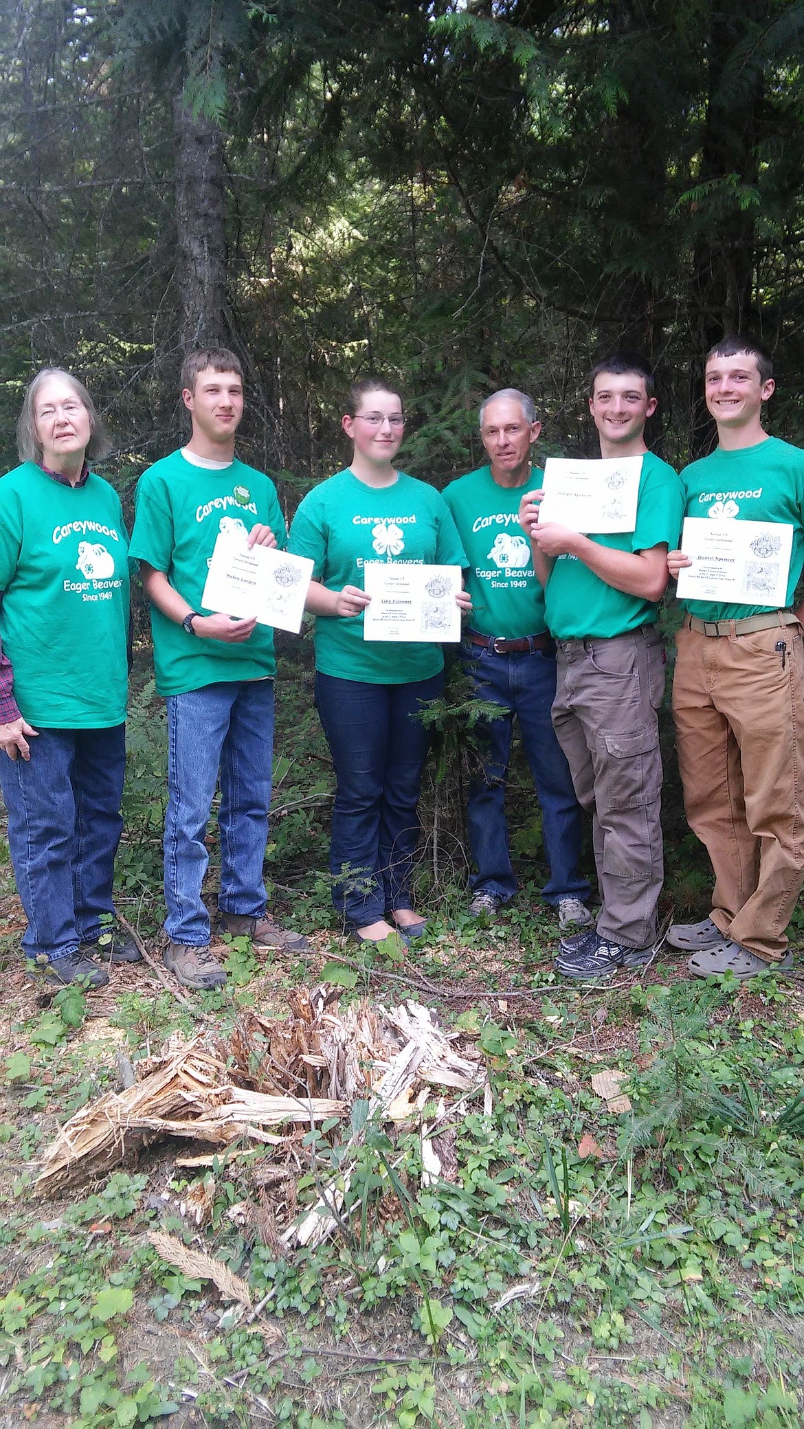 &#151;Courtesy photo
Local 4-H members recently received letters from Idaho Gov. C.L. &#147;Butch&#148; Otter congratulating them on their achievements at the national forest competition and representing Idaho with pride. Pictured, from left, are 4-H leader Janet Benoit, Nolan Largen, Lilly Falconer,  4-H leader Tracy Stutler, Joseph Spencer and Daniel Spencer.