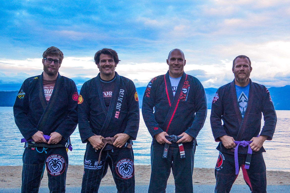 &#151;Courtesy photo
Pictured from left to right are the head coaches from each gym: Jon Brown, North Idaho Jiu Jitsu; Tanner Weisgram, North Idaho Jiu Jitsu; Sam Brown, Bonners Ferry Brazilian Jiu Jitsu; and Kyle Maloney, Citadel MMA and Fitness.