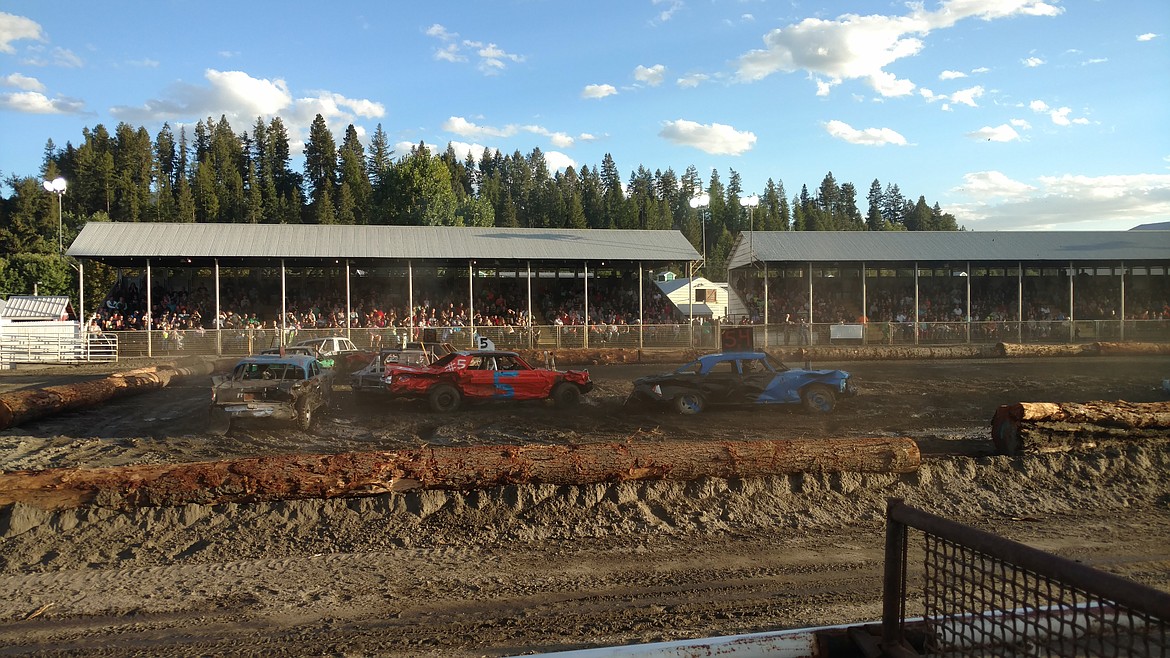 &#151;Photo by STACIE SHORT
Boundary County Fairgrounds was smokin&#146; Saturday evening as Smash &amp; Bash 2016, an annual demolition derby sponsored by Woody&#146;s Gun &amp; Pawn, provided some autumn entertainment for area enthusiasts.