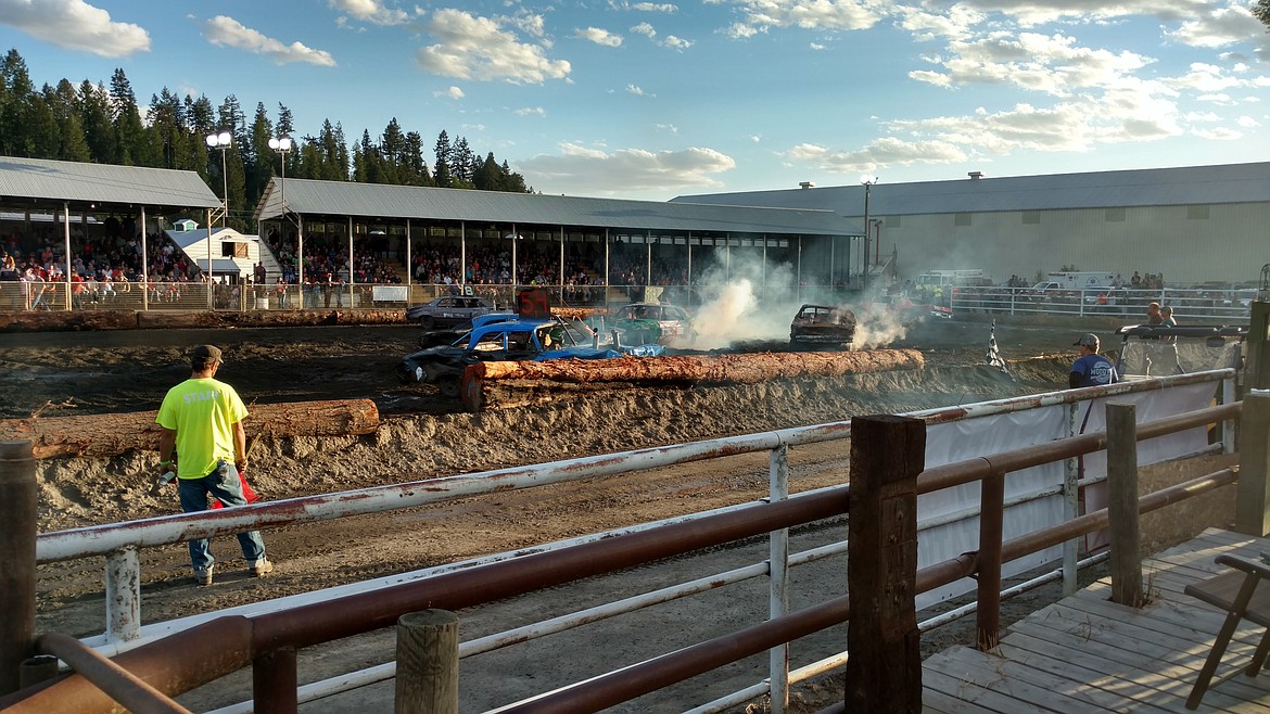 &#151;Photo by STACIE SHORT
Boundary County Fairgrounds was smokin&#146; Saturday evening as Smash &amp; Bash 2016, an annual demolition derby sponsored by Woody&#146;s Gun &amp; Pawn, provided some autumn entertainment for area enthusiasts.