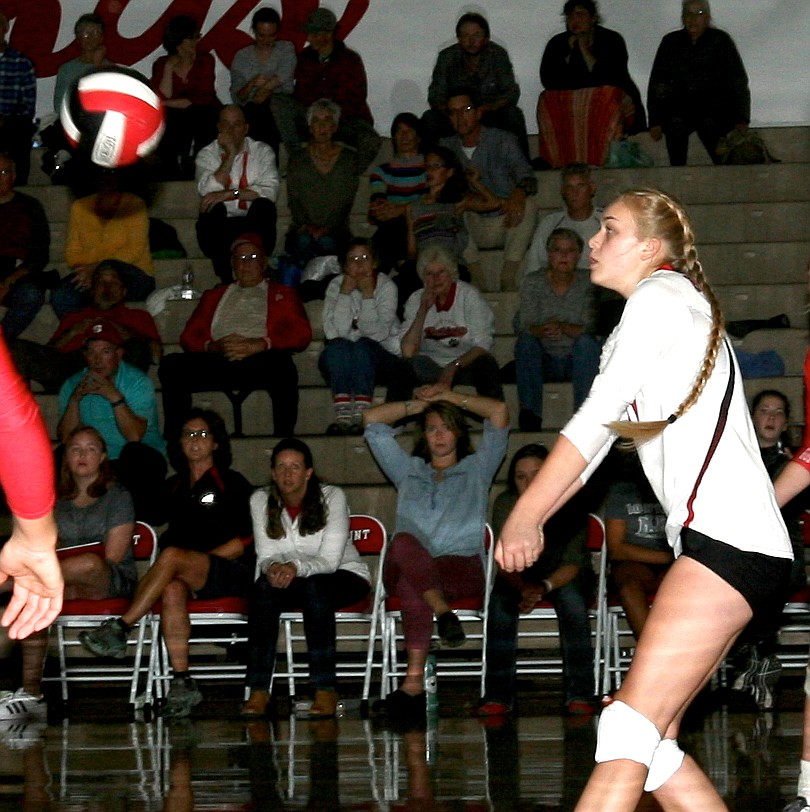 &#151;Photo by ERIC PLUMMER
Seeing her first home varsity action, sophomore Lilly Anderson had a strong game off the bench.