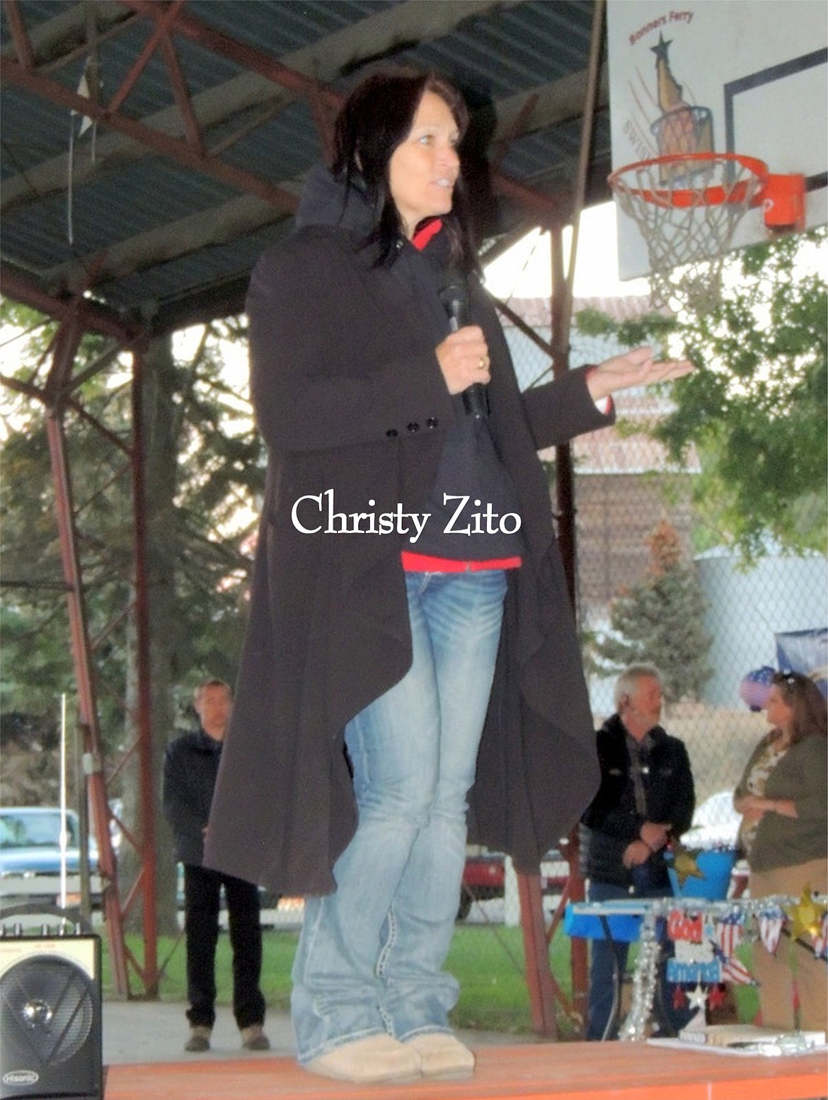 &#151;Courtesy photo
Christy Zito talks at the rally.