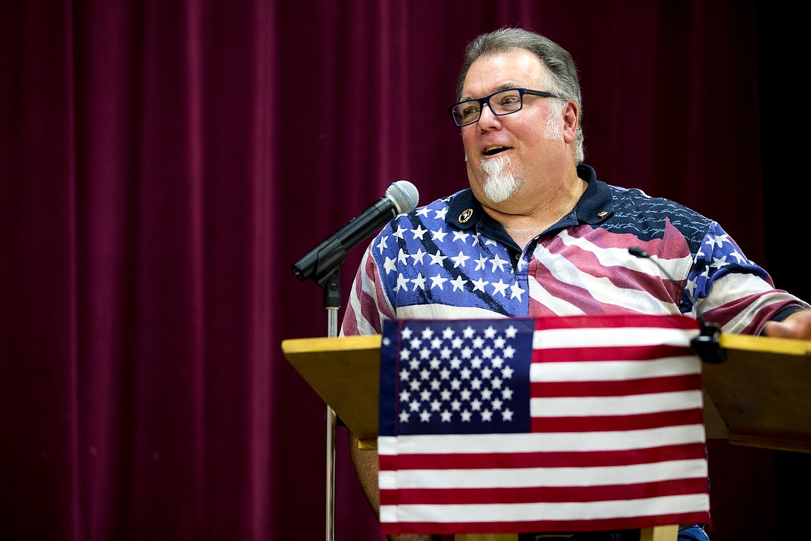 JAKE PARRISH/PressJohn Holley, father of 21-year-old medic Matthew Holley, who died in Iraq in 2005, speaks at the National Day of Remembrance ceremony Friday evening at Christ the King Lutheran Church in Coeur d'Alene.